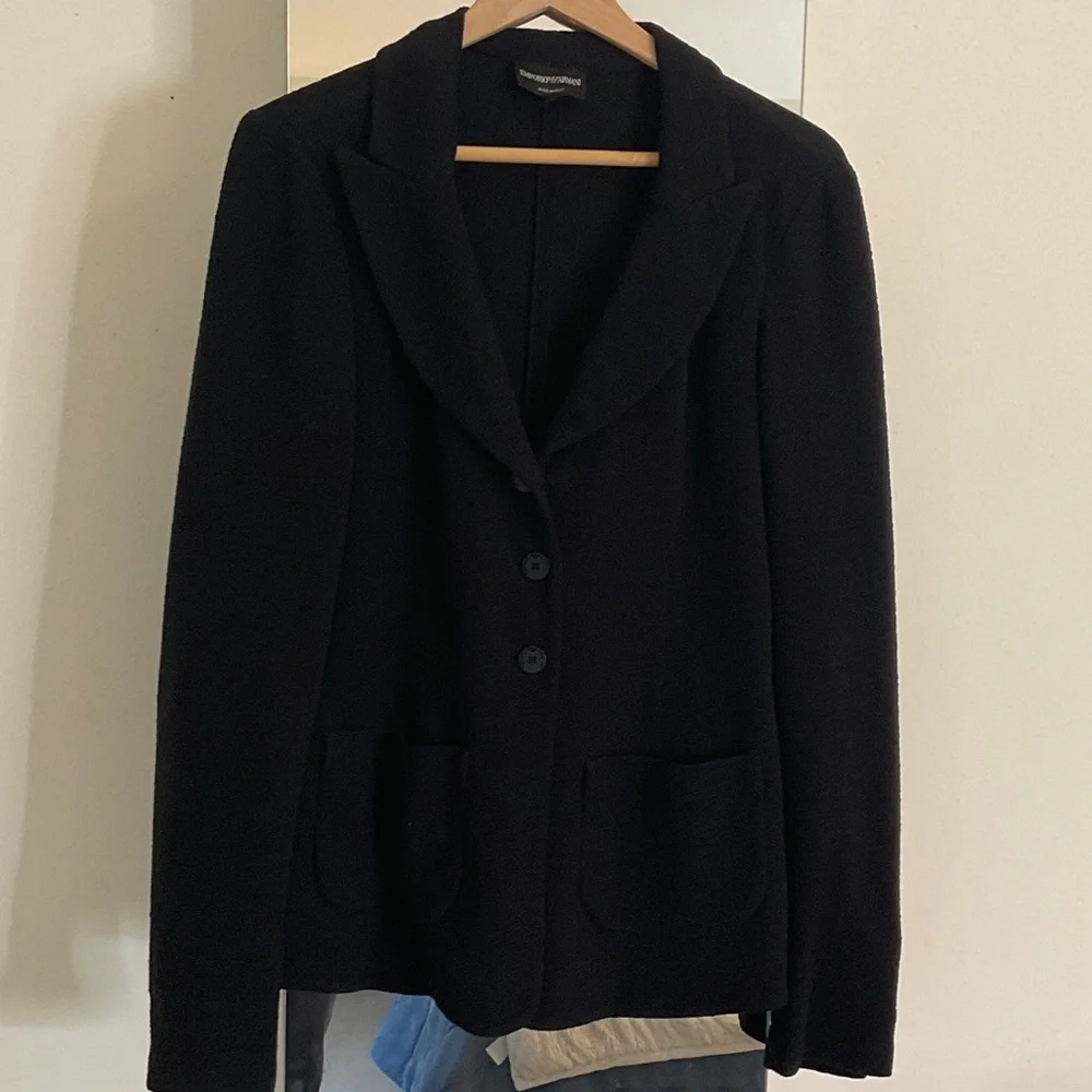 Emporio Armani Textured Cotton Stretch Blazer